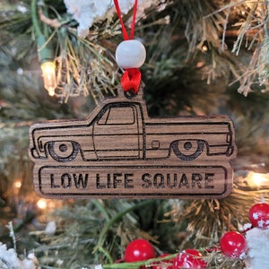 Chevrolet Squarebody Truck Christmas Ornament - 1/4&quot; Maple or Walnut - Personalized Vintage Charm
