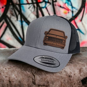 Vintage Chevrolet Squarebody Frontend Snapback Truck Hat | Custom Laser Engraved Leatherette Patch | 1982 and Up