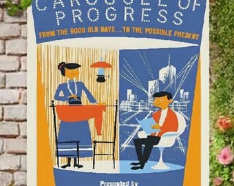 Vintage style Carousel of Progress metal sign
