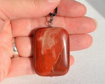 XL Red Jasper Pendants: Extra Large Natural Genuine Gemstones, Gold/Gunmetal/Silver, Multiple Options