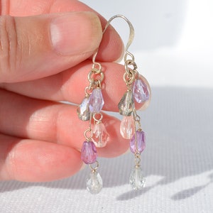 Czech Fire Polished glass bead earrings  - Extra long earrings - Colorful everyday earrings - Multi-layered dangles / drop earrings