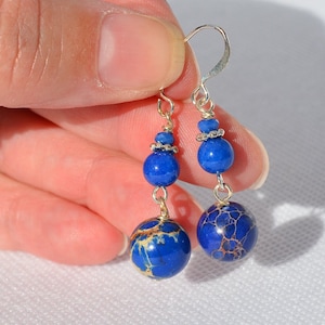 Multiple Blue Jasper Gemstone earrings - Genuine Gemstone earrings - Handmade earrings - Everyday earrings - Gifts for Her - Multiple styles