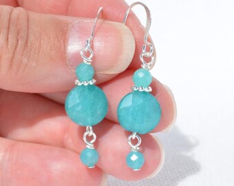 Gemstone Earrings: Amazonite color, Multiple Options & Shapes - Square, Coin, Round Jewelry