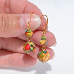 Multiple Jasper Gemstone Earrings -Everyday Earrings -Dyed Jasper Gemstones -Fun & Colorful Earrings - Multiple gunmetal/gold/silver options