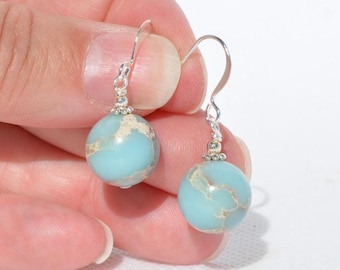 Aqua Terra Jasper Earrings: Genuine Sea Sediment/Imperial Jasper Gemstones, Multiple Options