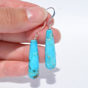 Multiple Blue Jasper Earrings - Genuine Gemstone earrings - Extra long teardrop earrings - Everyday earrings - Handmade Jasper earrings