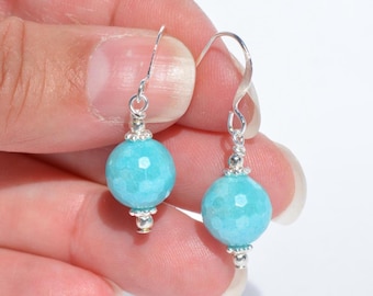 Amazonite Gemstone Earrings:  Genuine Gemstones with Electroplating Special Effect, Multiple Gold/Gunmetal/Silver-Plated Options