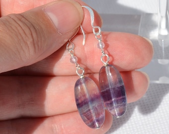 Rainbow Fluorite Gemstone Earrings: Natural Genuine Gemstones, Healing Stone, Multiple Sizes/Options