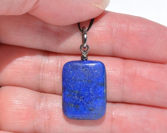 Lapis Lazuli Gemstone Pendants: Natural Genuine Gemstones, Gold/Gunmetal/Silver-Plated Wire Wrapped, Multiple Options