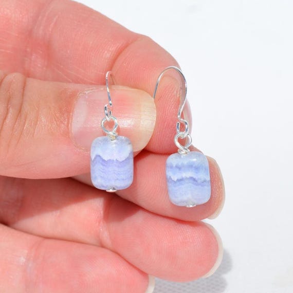 Blue Lace Agate Gemstone Earrings:  Natural Genuine Gemstones, Everyday Jewelry, Multiple Options