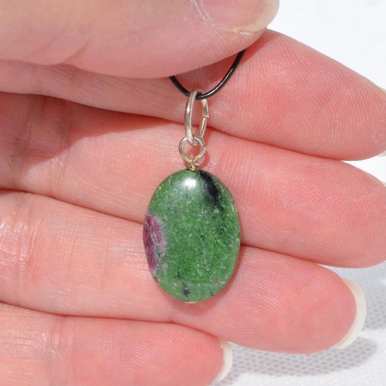 Ruby in Zoisite Pendants: Genuine Natural Gemstones, Multiple Styles/Options (1)  1.2 inches