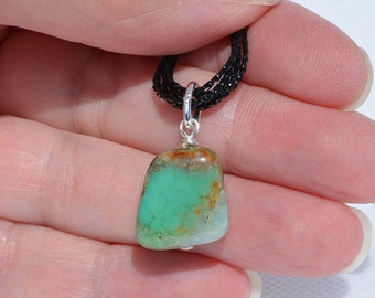 Chrysoprase Gemstone Pendants: Natural Genuine Gemstones, Silver-Plated Wire Wrapped, Multiple Options