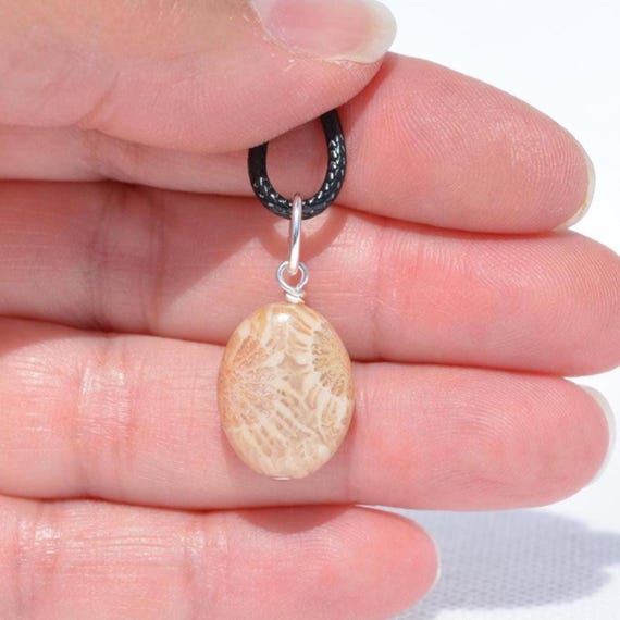 Fossil Coral Pendants: Natural Genuine Gemstones, Multiple Options