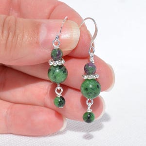 Ruby in Zoisite Gemstone Earrings: Natural Genuine Gemstones, Everyday Jewelry, Multiple Styles/Options