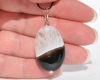 Black Agate Pendants: XL Polished Gemstones, Extra Large Pendant Jewelry, Multiple Options