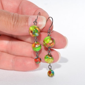 Multiple Jasper Gemstone Earrings - Dyed Jasper - Fun & Colorful Earrings - Extra Long gemstone earrings - Everyday Earrings