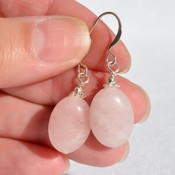 Rose Quartz Gemstone Earrings: Natural Genuine Gemstones, Handmade Earrings, Multiple Styles/Sizes/Options
