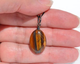 Tiger Eye Gemstone Pendants: Genuine Gemstones, Multiple Gold, Silver, Gunmetal Wire-Wrapped Options