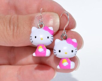 Hello Kitty Earrings: Acrylic Figures, Pink and Blue Fairy / Kimono, Fun & Whimsical, Multiple Options