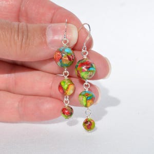 Multiple Jasper Gemstone Earrings - Dyed Jasper - Fun & Colorful Earrings - Extra Long gemstone earrings - Everyday Earrings