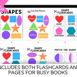 Toddler Busy Book Shapes, Preschool Busy Book, Quiet Book, Printable Learning Material. Toddler Activities for Busy Binder, Montessori