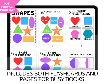 Toddler Busy Book Shapes, Preschool Busy Book, Quiet Book, Printable Learning Material. Toddler Activities for Busy Binder, Montessori