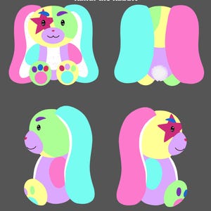 Kandi the Colorful Colorblock Rainbow Bunny Rabbit Plush Stuffed Animal ...