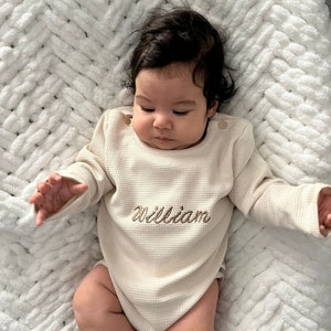 Personalized Organic Cotton Baby Overalls: Embroidered Name, Custom Colors