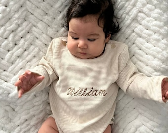 Personalized Gender-Neutral Baby Clothing Bodysuit, Embroidered Baby Overalls, Newborn Gift, Outfit Custom Name Unisex Newborn Clothing