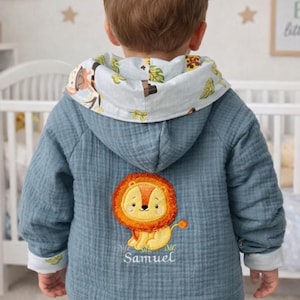 Personalized Hooded Muslin Baby and kids Jacket: Reversible Cotton Cardigan