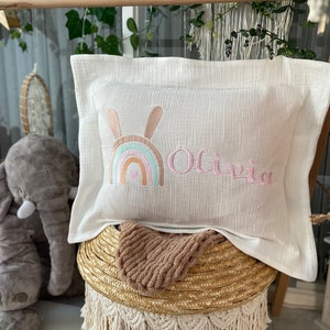 Personalized Embroidered Muslin Pillow Case: Baby Nursery Decor