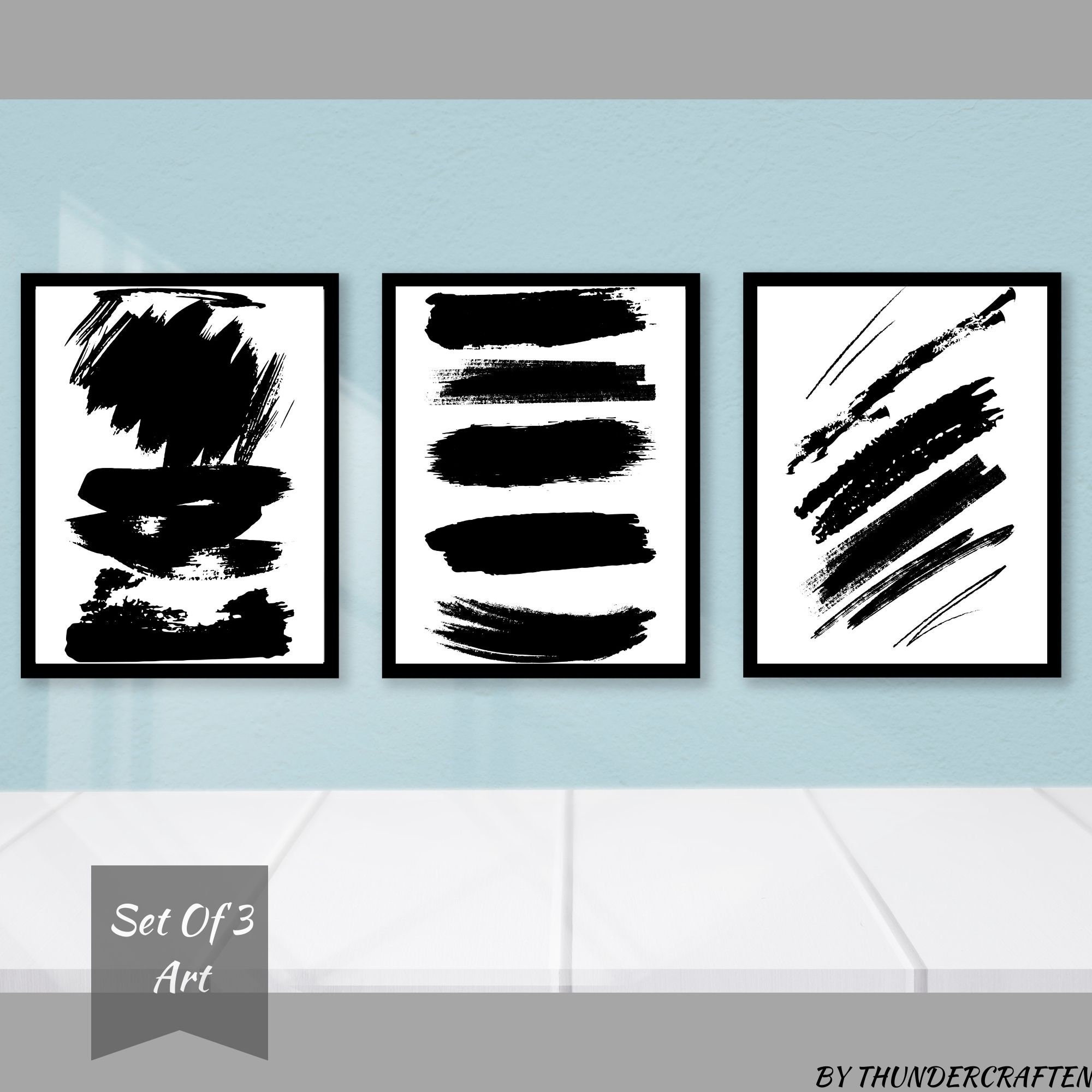 Modern Black and White Abstract Art Prints,sleek Digital Art for Home