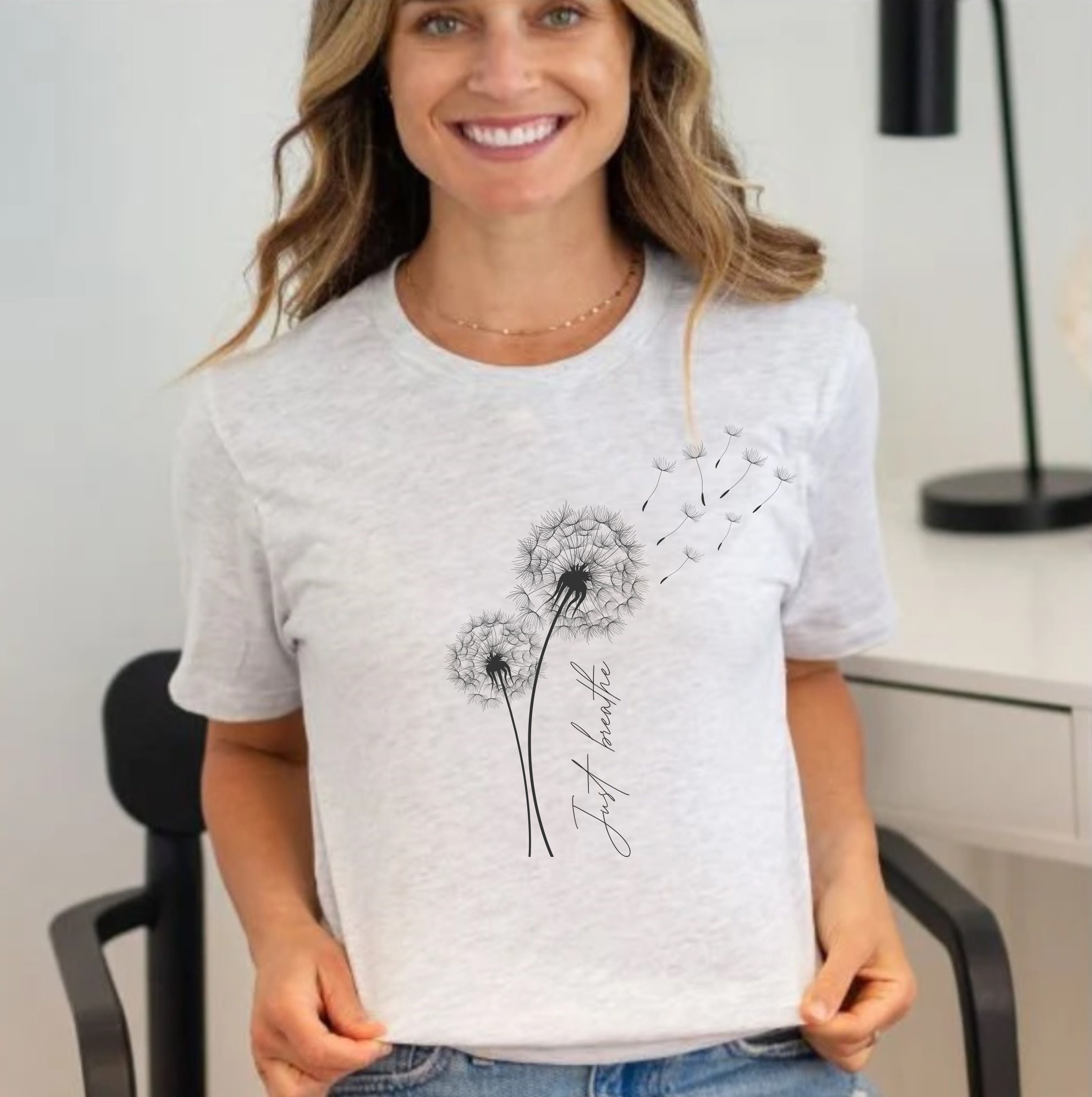 Just Breathe Dandelion Shirt, Cute Dandelion Shirt, Wild Flower Shirt, Meditation Shirt