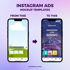 This is an example when you use this Instagram ads mockup template.
We have some templates for your instagram ads in reel format like this in the photo and also carousel format. Choose the best format to showcase your advertisements for any projects to impress clients or customers!