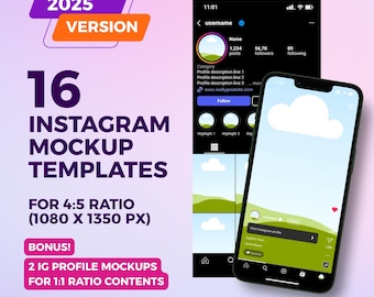 Instagram Profile Mockup Editable Canva Templates, Social Media Feed Planner (Digital Download)