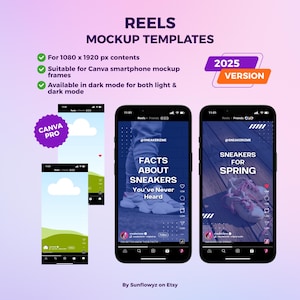 You can visualize your reels with these Instagram reel mockup templates.
As you know, the templates are adjusted to the 2025 Instagram new updates, especially to the August 2025 updates, so you can find the repost icon there, and can edit the templates as desire.