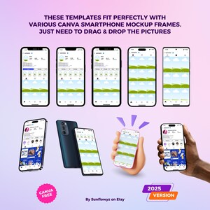 This is a presentation of how our instagram profile mockup templates that fit perfectly with various phone mockups and frames that provided by Canva. You don't need to adjust too much. Our instagram mockups are easily customizable