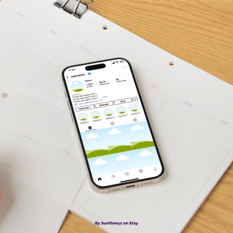 This is one of the instagram profile templates that you can use to showcase products from your shop or restaurant because it has a shop button. You also can edit the shop button to order food button. This is a good sample of mockup that has similar user interface in the real application. And of course, it's editable and customizable! Save more of your time to visualize your instagram profile before posting by using our instagram mockup now!