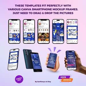 These Instagram mockup templates fit well with all Canva smartphone frames and Canva smartphone mockup frames.
It's a perfect way to showcase your instagram profile with these frames. It makes the presentation looks neat and professional. It's a good choice for your projects!