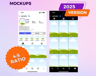 2025 Instagram Profile Mockup 4:5 Ratio Canva Editable Social Media Mockups
