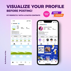 You will get 5 instagram profile mockups from this package with light mode that editable nd customizable on Canva free. You don't need Canva Pro subscription to edit these templates. Get this pckage now and visualize your profile with our mockups!