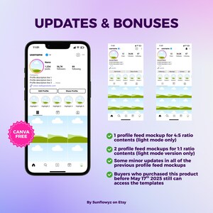 Started from May 17th 2025, with this package, you also can get 2 old instagram profile mockup templates (1:1 ratio) as bonuses and get another one instagram mockup 4:5 ratio.