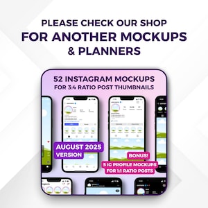 Our shop has another packages for instagram mockup planner 4:5 ratio contents. Please check our shop for more products.
