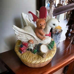 Vintage 12 Days of Christmas Music Box Swan Bear Toys Ceramic Hand Paint