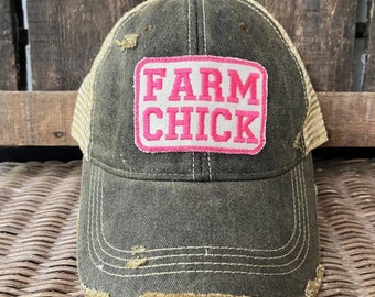 Farm Chick Hat Snapback Closure Embroidered Patch