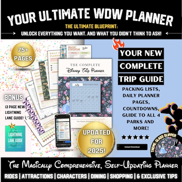 WDW Trip Planner 2025: 75+ Page Guide, Packing Lists (Digital Download)