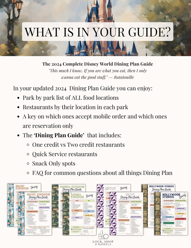 WDW 2024 Dining Plan Guide Printable Dining Guide PDF, Vacation Planner