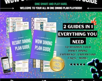 WDW Parks & Resort Dining Plan Guide | Printable Dining Guide PDF, Vacation Planner, All Four Parks, Restaurant List, Downloadable Planner
