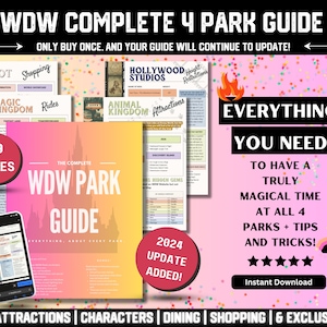 WDW 2024 Complete Parks Guide || Updates with Changes || All Tips + Tricks, Florida Theme Park Vacation Planner, Download + Print PDF Pages