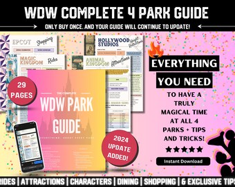 WDW 2024 Complete Parks Guide || Updates with Changes || All Tips + Tricks, Florida Theme Park Vacation Planner, Download + Print PDF Pages